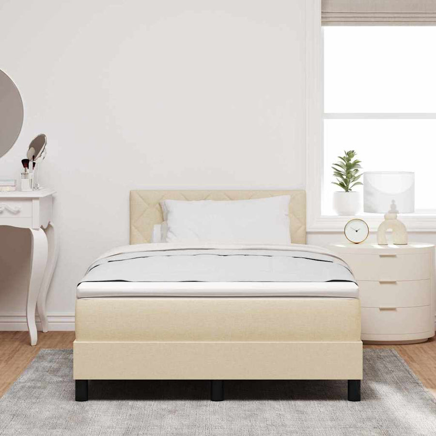 Boxspringbed met matras met hoofdeinde Crème 120 x 200 cm Stof