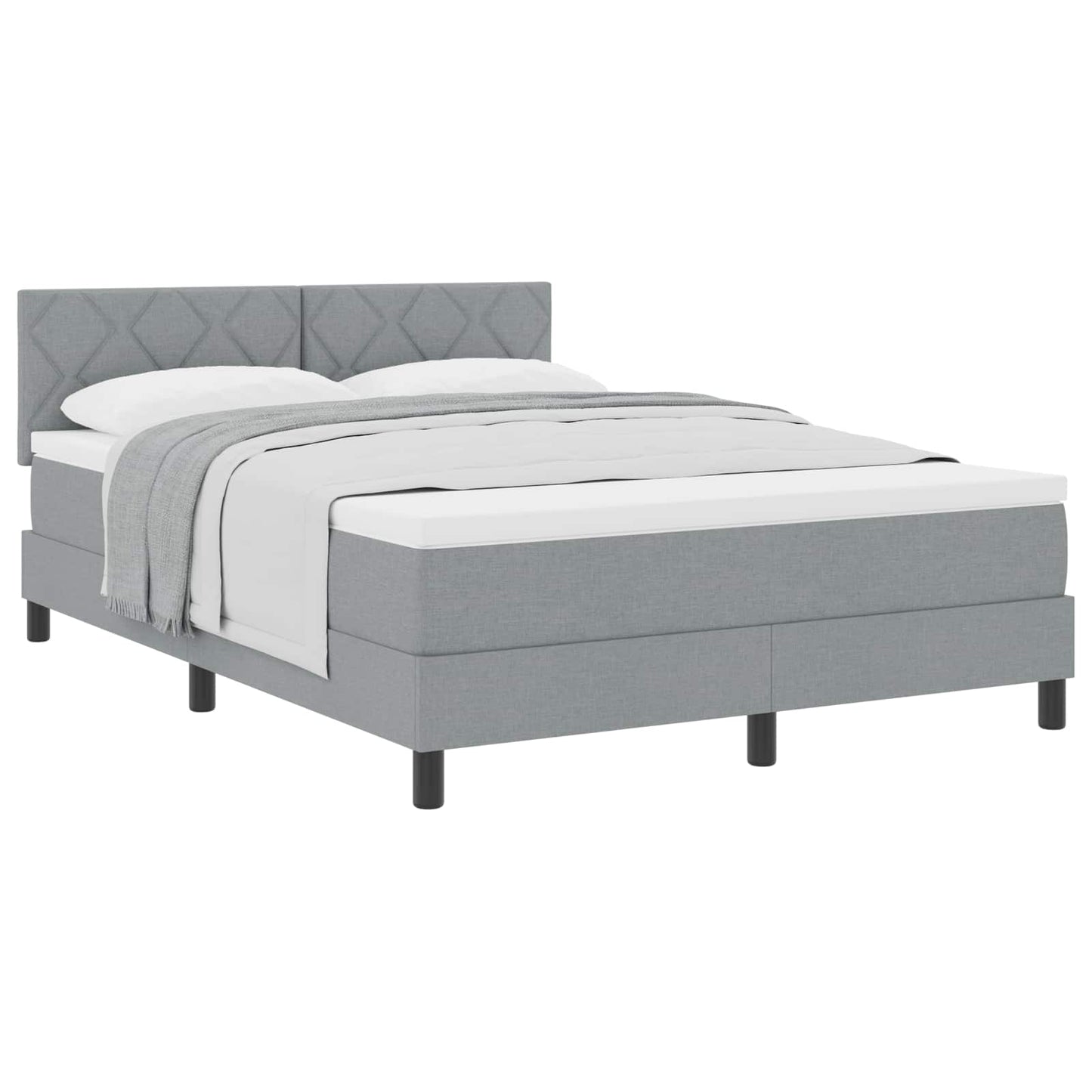 Boxspringbed met hoofdeinde Lichtgrijs 140 x 190 cm Stof
