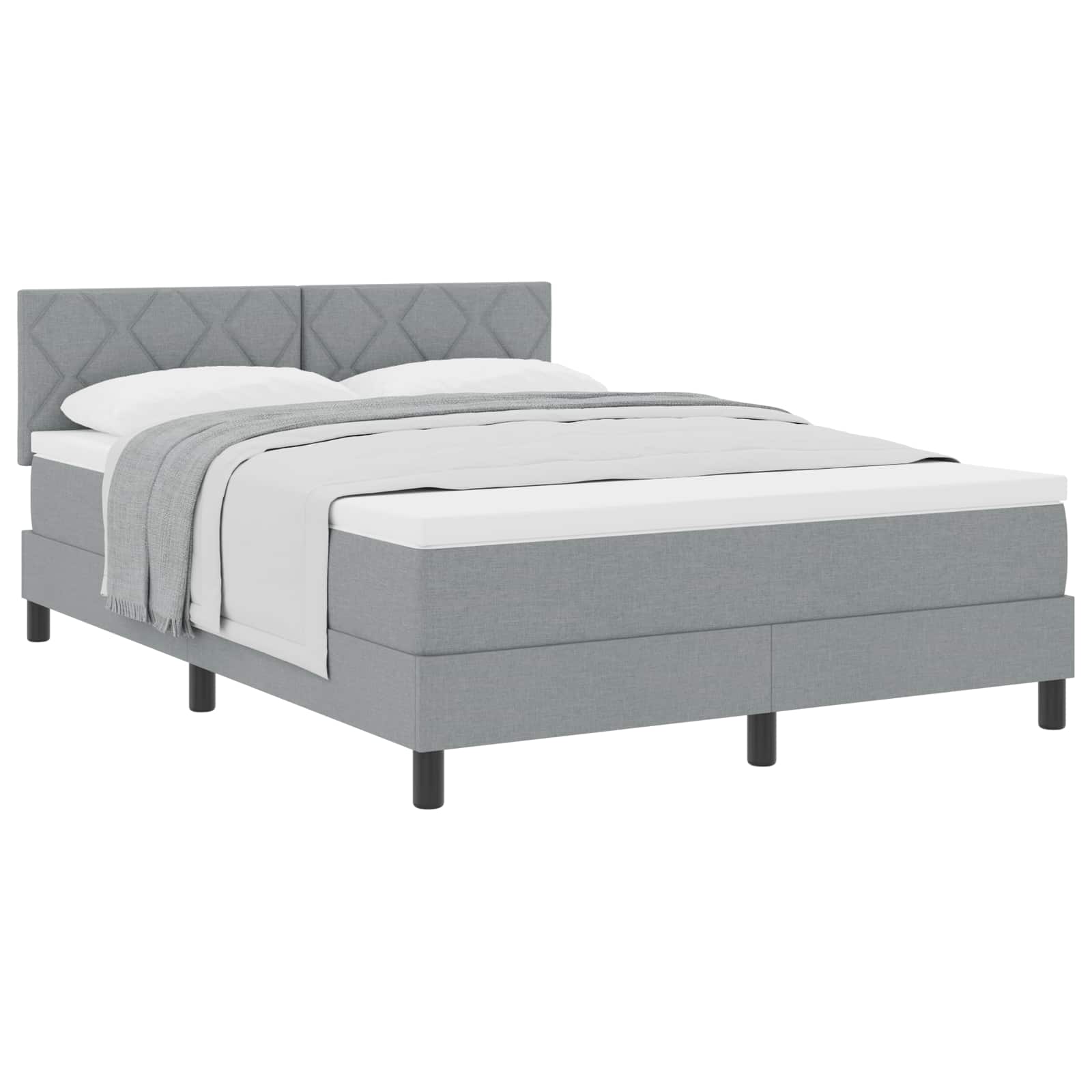 Boxspringbed met hoofdeinde Lichtgrijs 140 x 190 cm Stof