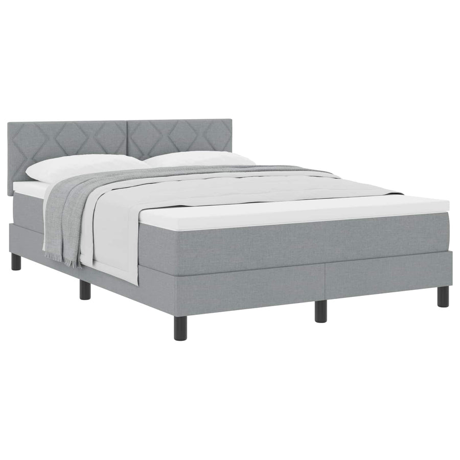 Boxspringbed met hoofdeinde Lichtgrijs 140 x 190 cm Stof