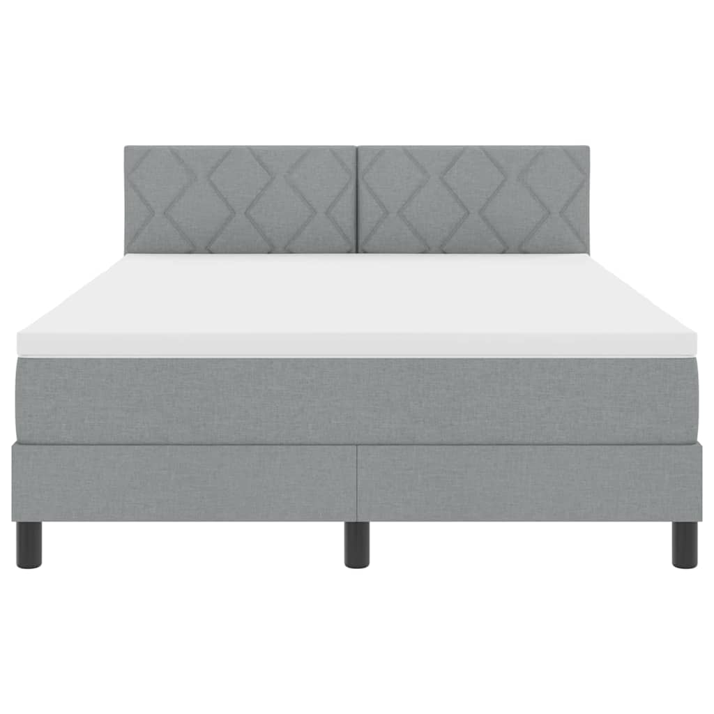Boxspringbed met hoofdeinde Lichtgrijs 140 x 190 cm Stof