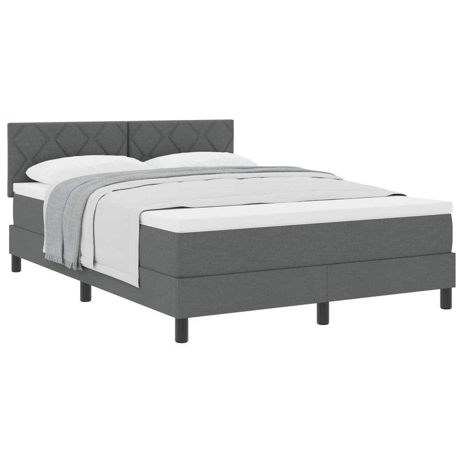 Boxspringbed met hoofdeinde Donkergrijs 140 x 190 cm Stof
