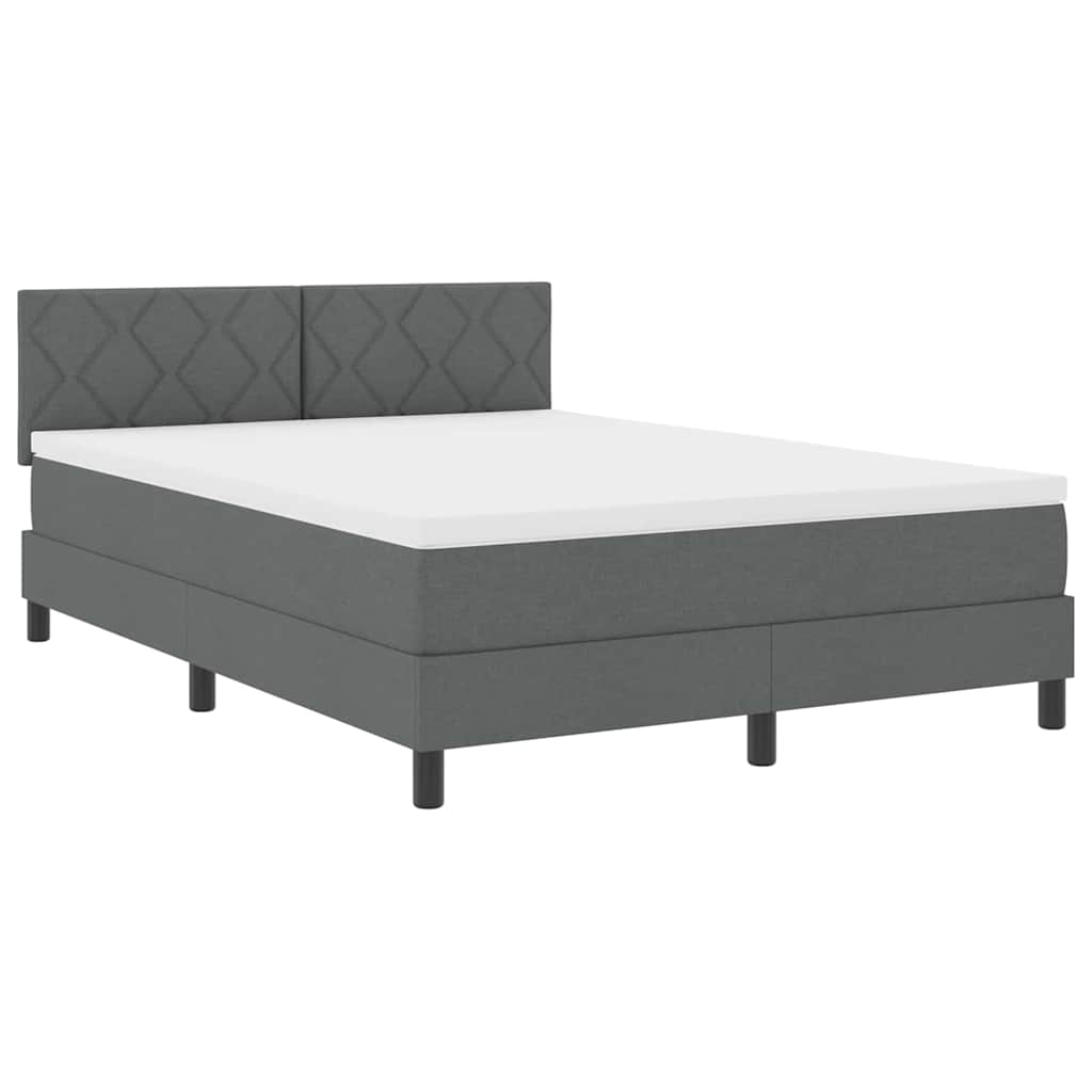 Boxspringbed met hoofdeinde Donkergrijs 140 x 190 cm Stof