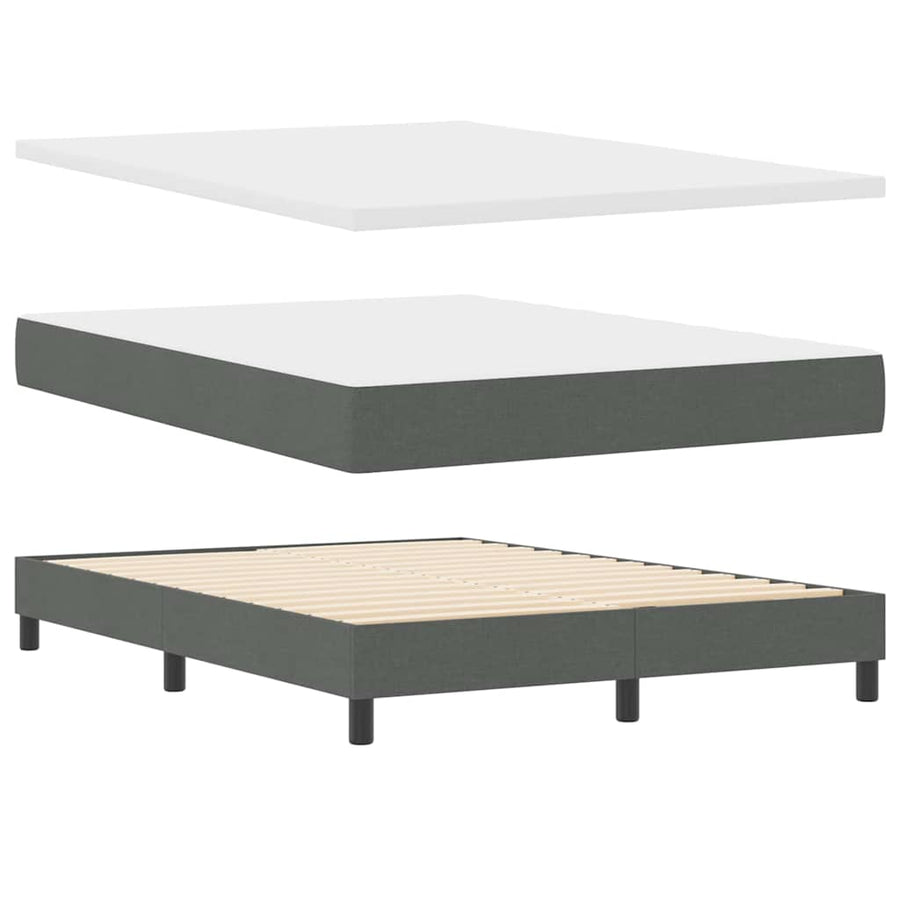 Boxspringbed met hoofdeinde Donkergrijs 140 x 190 cm Stof