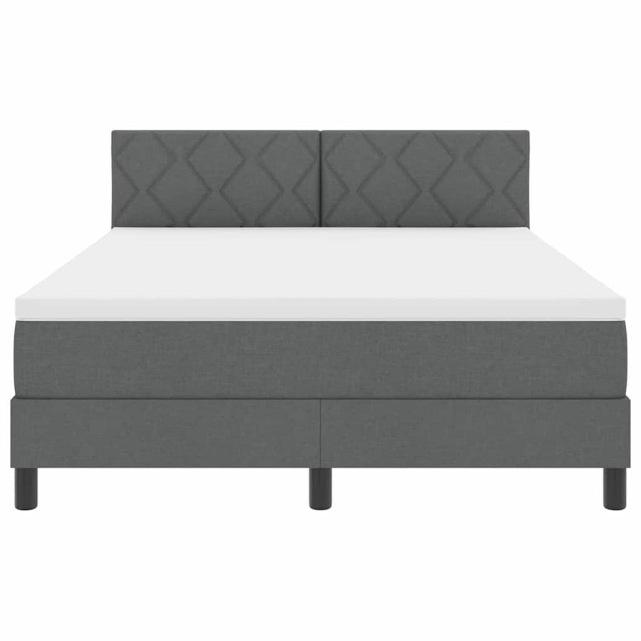 Boxspringbed met hoofdeinde Donkergrijs 140 x 190 cm Stof