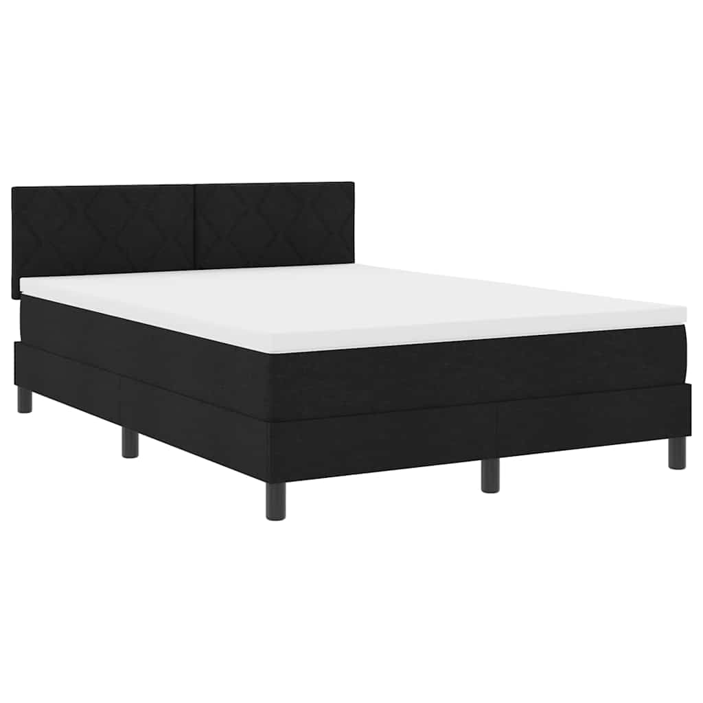 Boxspringbed met hoofdeinde Zwart 140 x 190 cm Stof