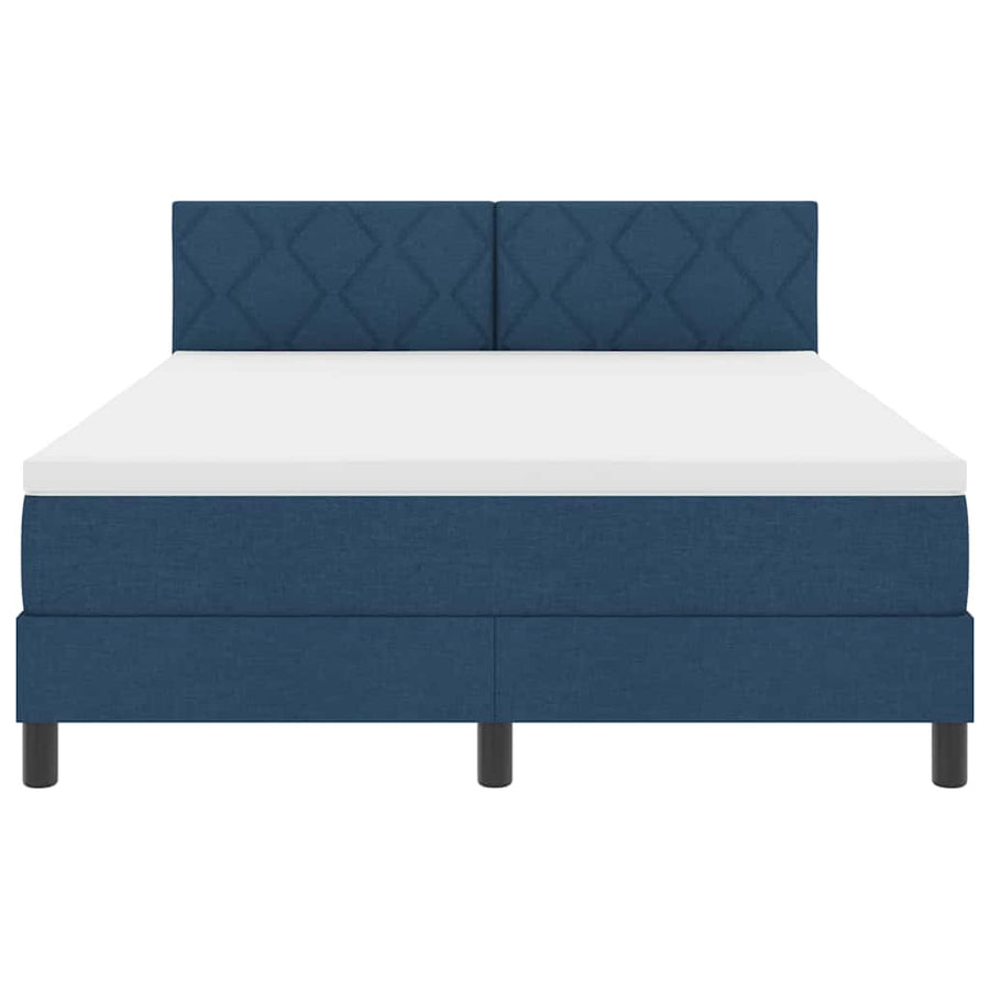 Boxspringbed met kussen met hoofdeinde Blauw 140 x 190 cm Stof