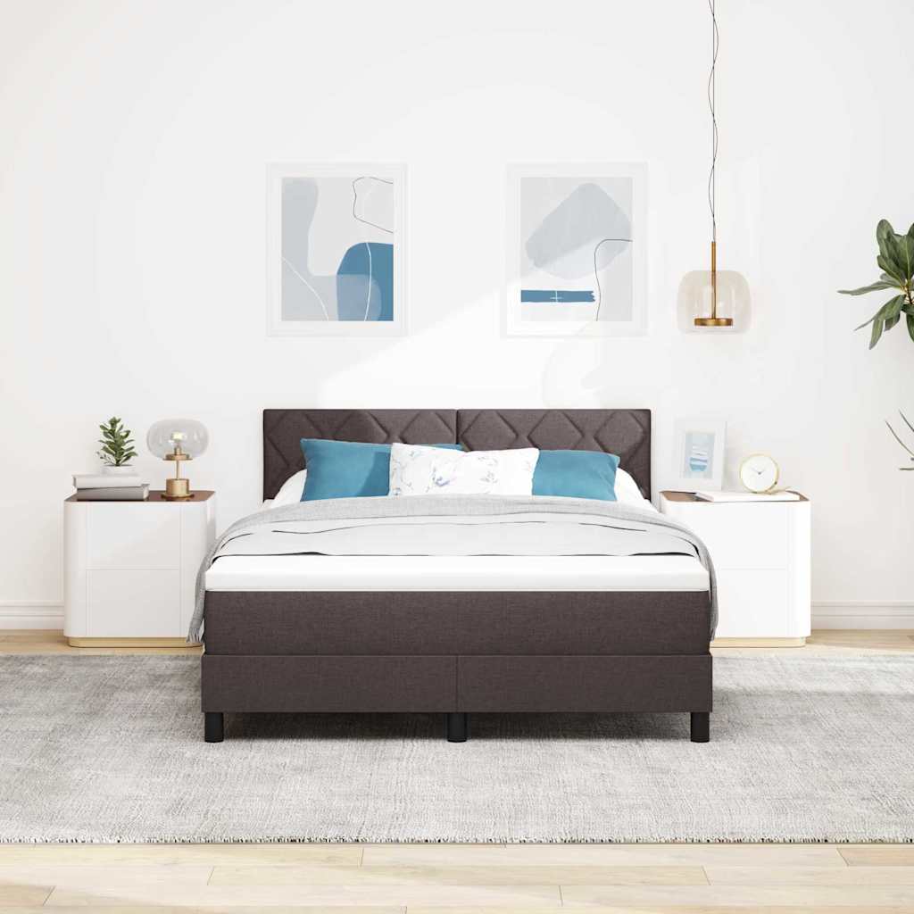 Boxspringbed met hoofdeinde Donkerbruin 160 x 200 cm Stof