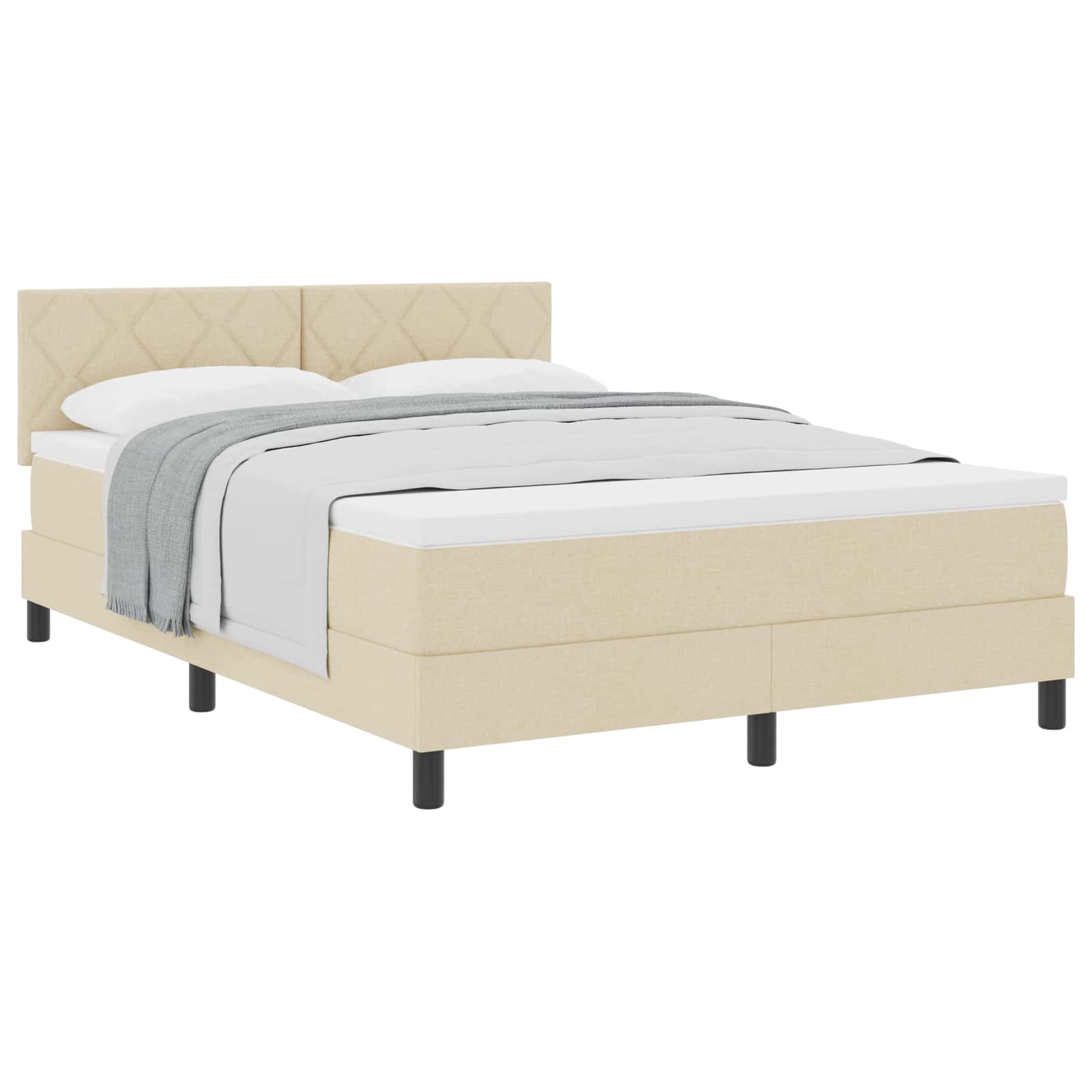 Boxspringbed met kussen met hoofdeinde Crème 160 x 200 cm Stof