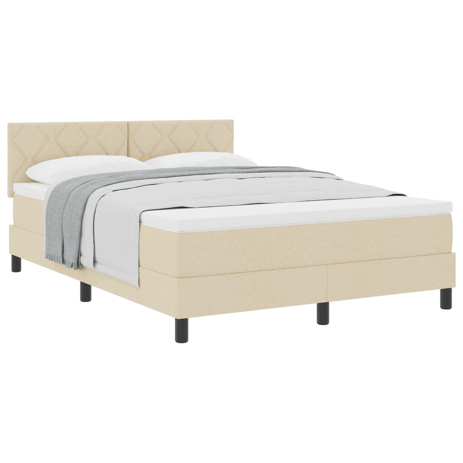 Boxspringbed met kussen met hoofdeinde Crème 160 x 200 cm Stof
