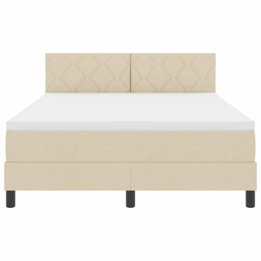 Boxspringbed met kussen met hoofdeinde Crème 160 x 200 cm Stof