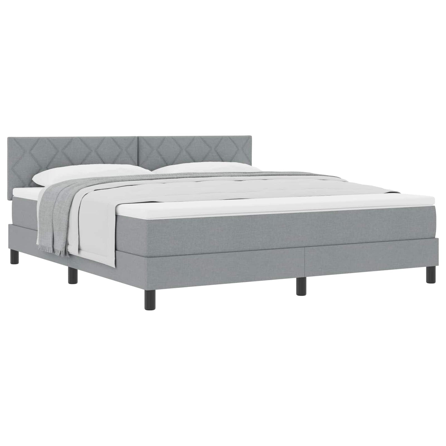 Boxspringbed met hoofdeinde Lichtgrijs 180 x 200 cm Stof