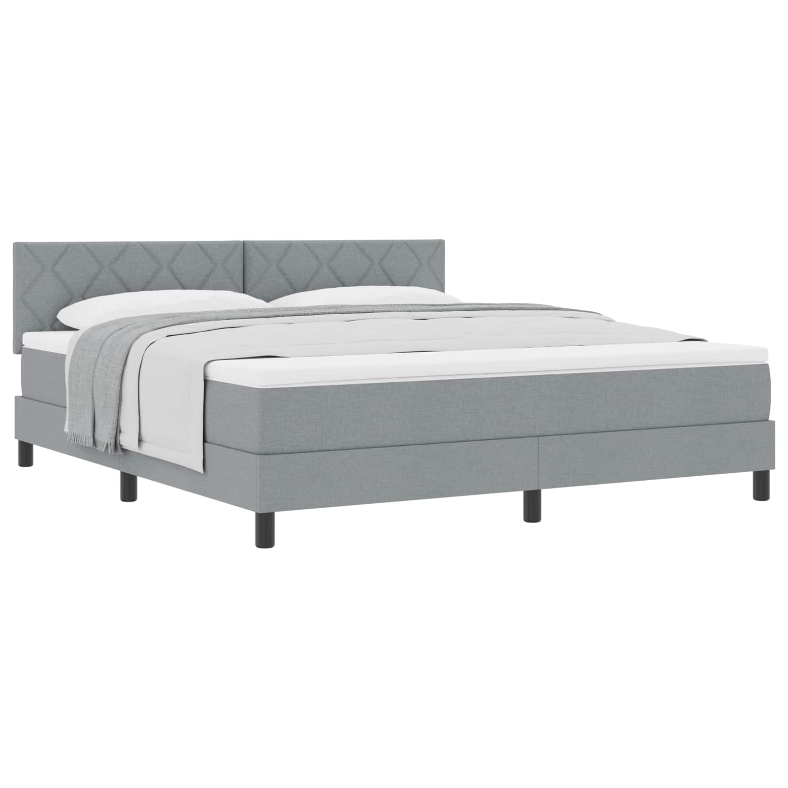 Boxspringbed met hoofdeinde Lichtgrijs 180 x 200 cm Stof