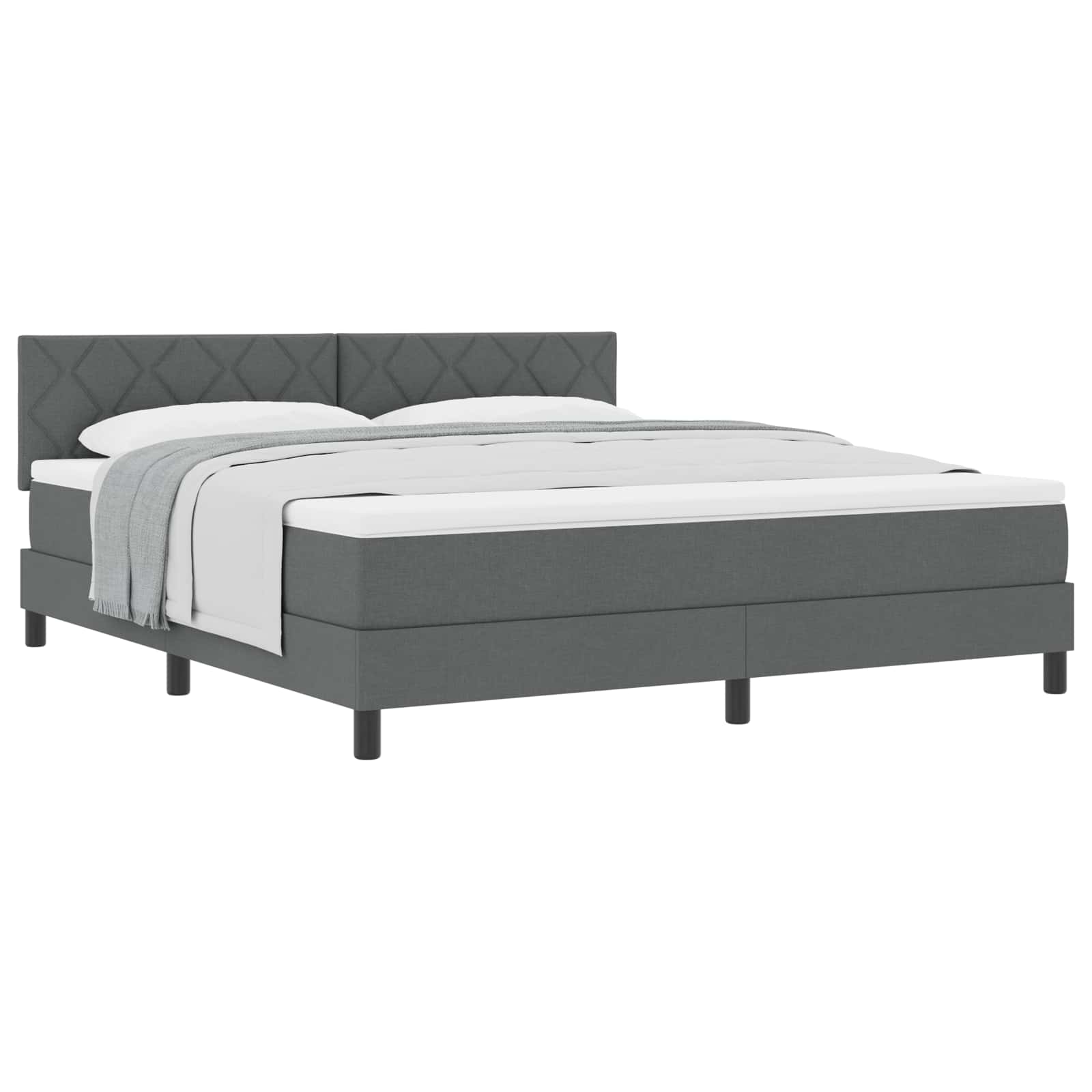 Boxspringbed met hoofdeinde Donkergrijs 180 x 200 cm Stof