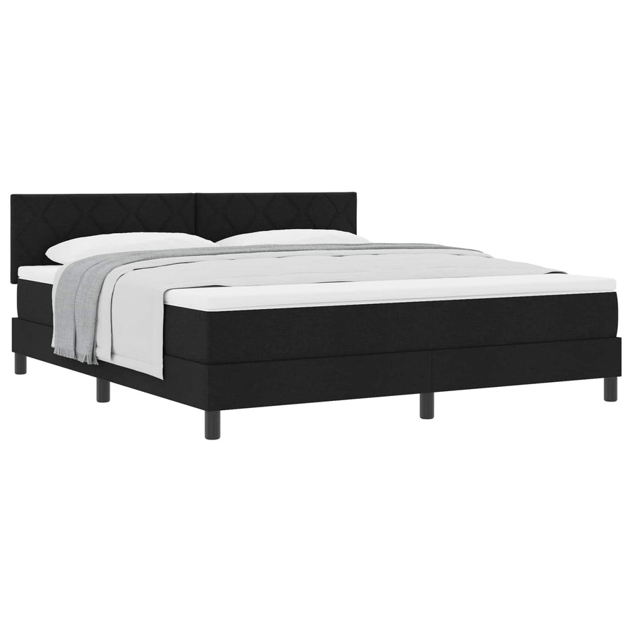 Boxspringbed met hoofdeinde Zwart 180 x 200 cm Stof