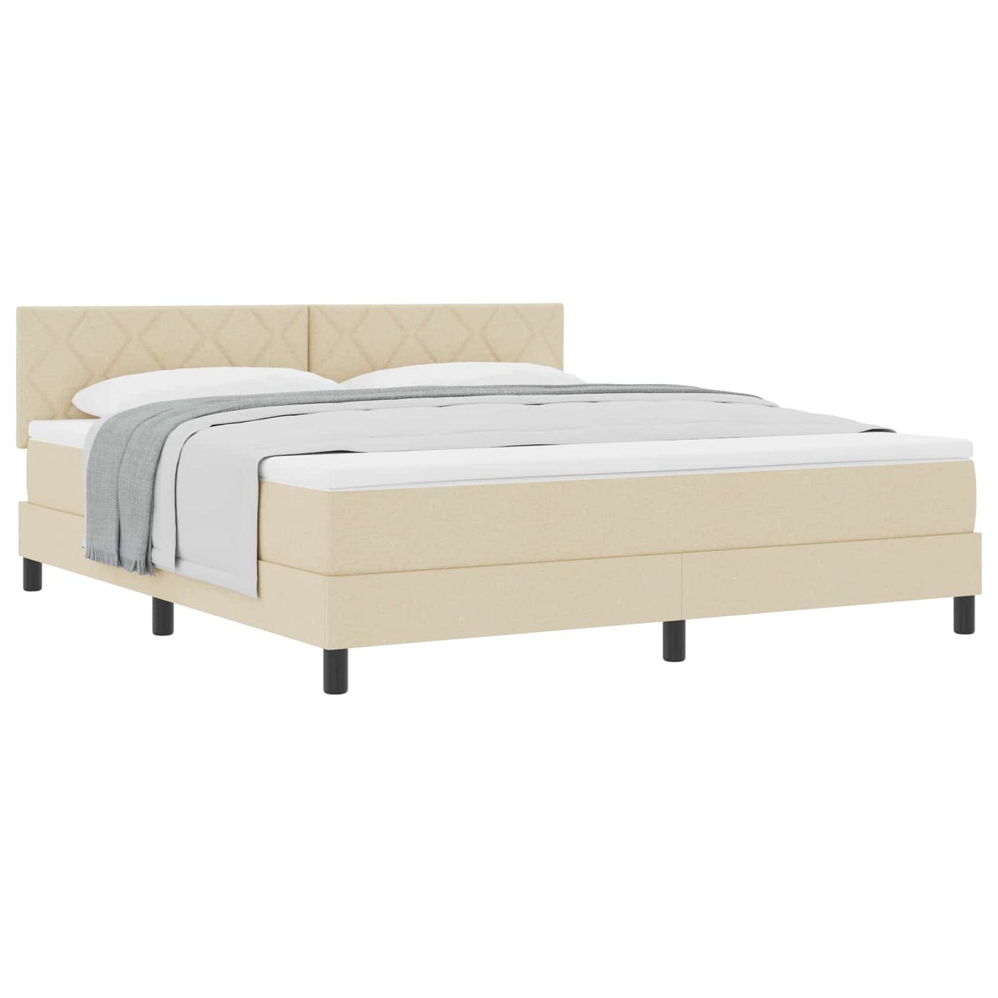Boxspringbed met kussen met hoofdeinde Crème 180 x 200 cm Stof