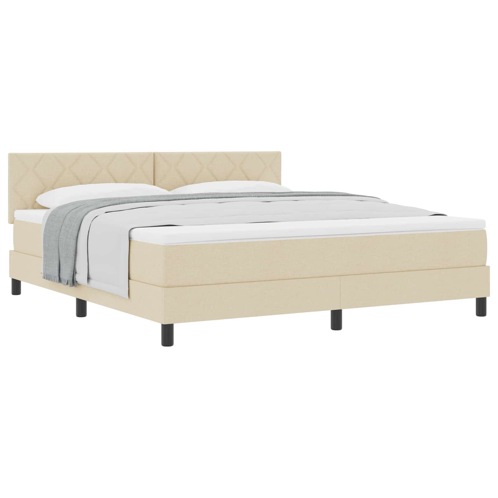 Boxspringbed met kussen met hoofdeinde Crème 180 x 200 cm Stof