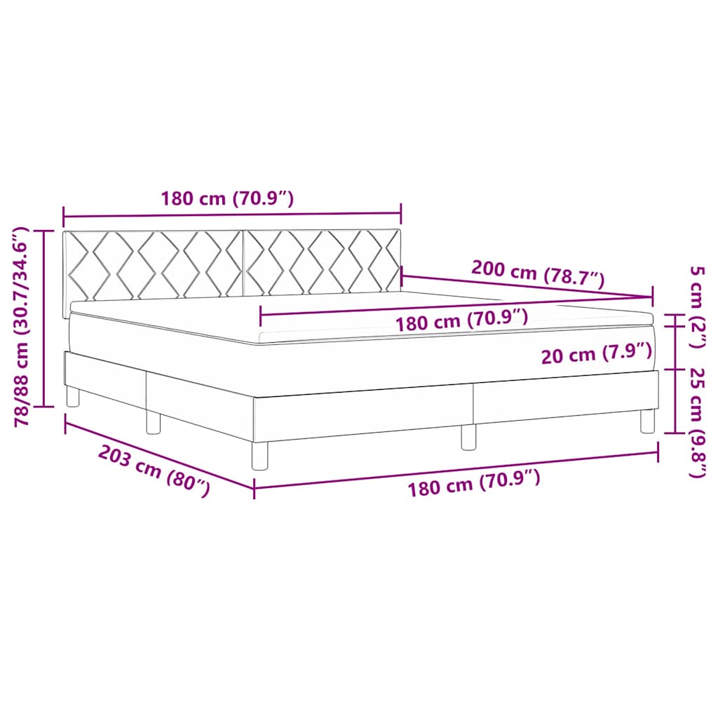 Boxspringbed met kussen met hoofdeinde Crème 180 x 200 cm Stof