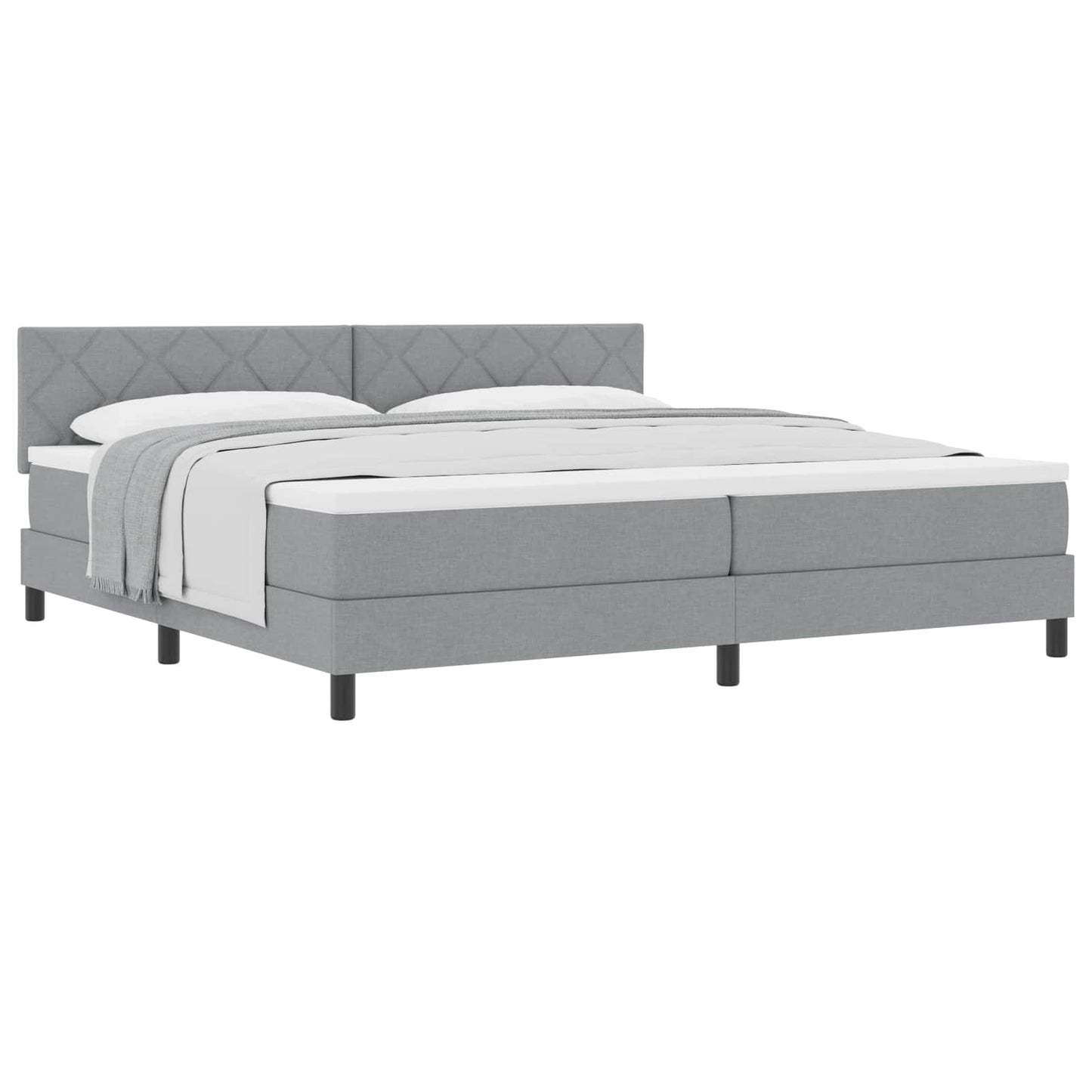 Boxspringbed met matras Lichtgrijs 200 x 200 cm Stof