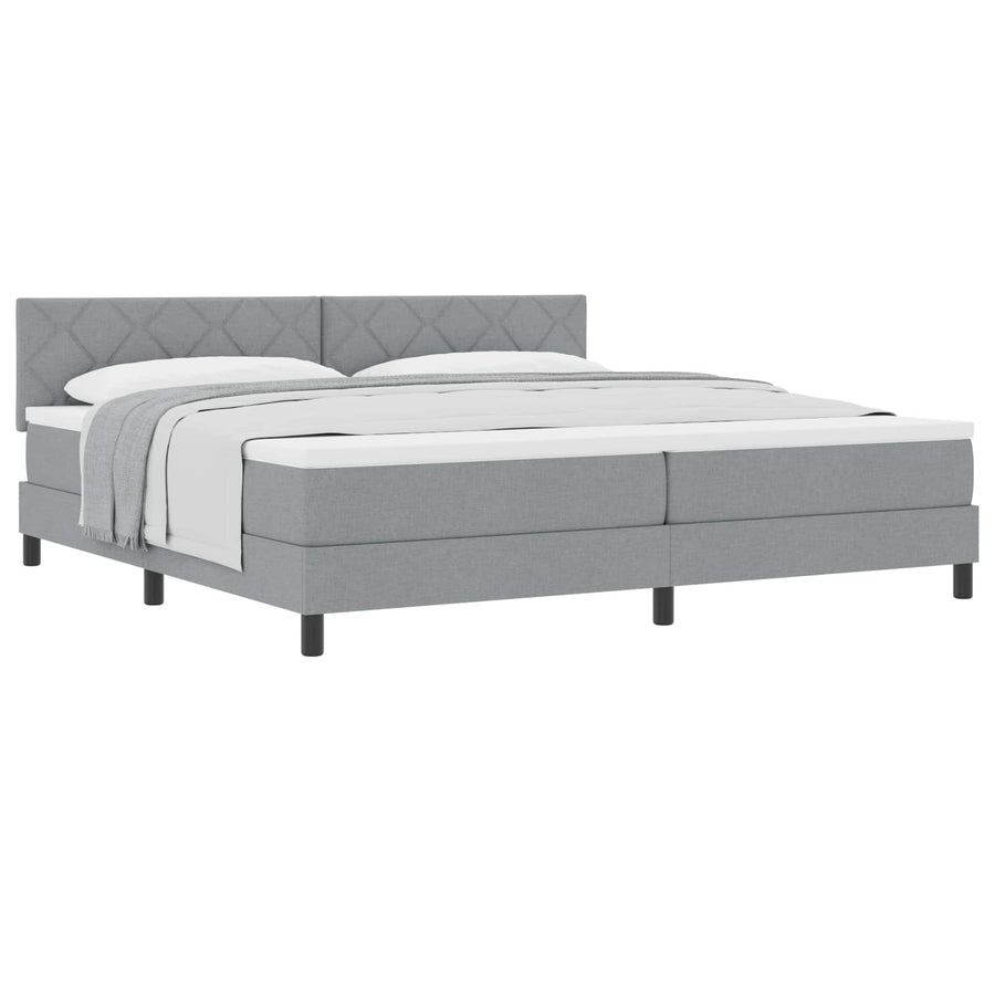Boxspringbed met matras Lichtgrijs 200 x 200 cm Stof