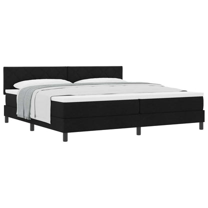 Boxspringbed met matras met hoofdeinde Zwart 200 x 200 cm Stof