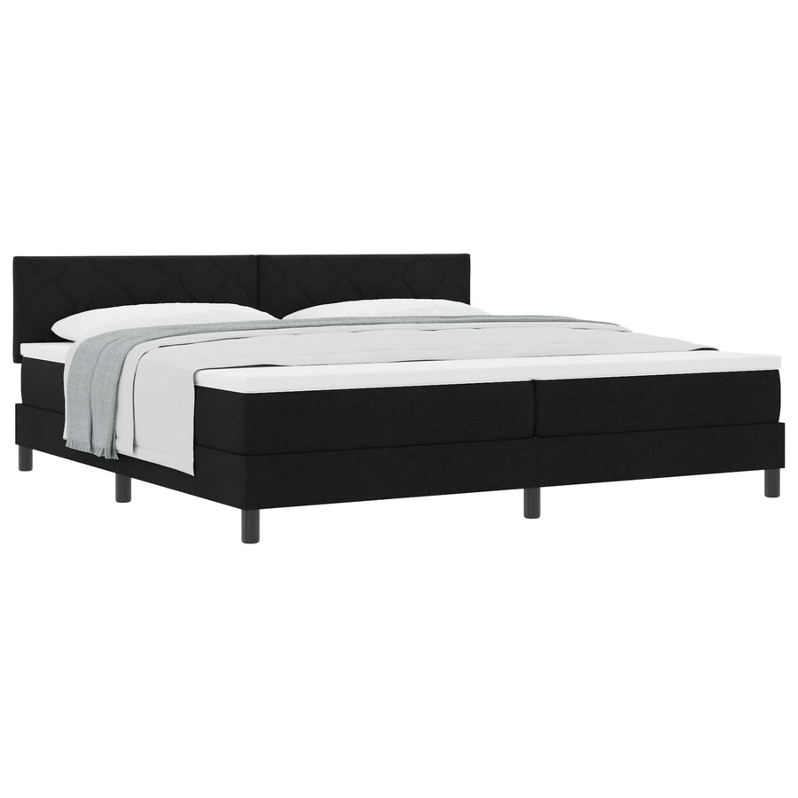 Boxspringbed met matras met hoofdeinde Zwart 200 x 200 cm Stof