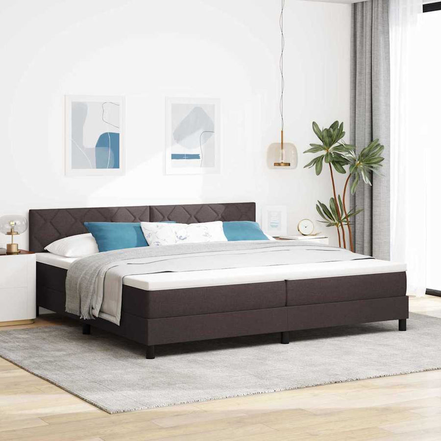 Boxspringbed met matras Donkerbruin 200 x 200 cm Stof