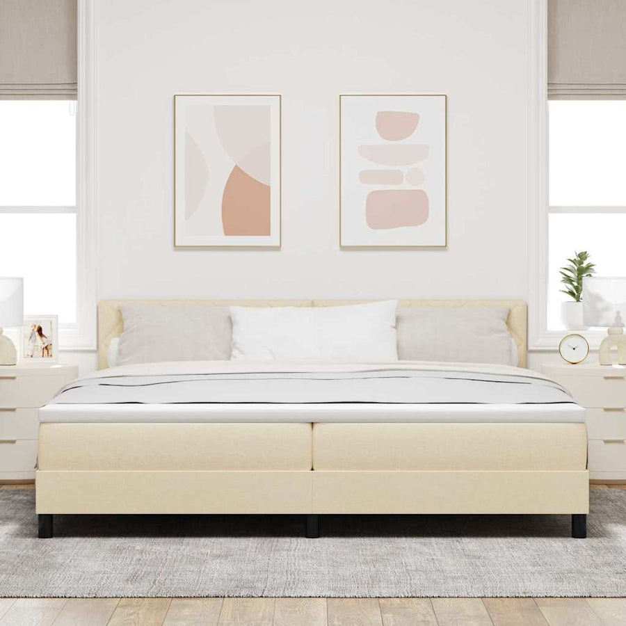 Boxspringbed met matras met matras Crème 200 x 200 cm Stof