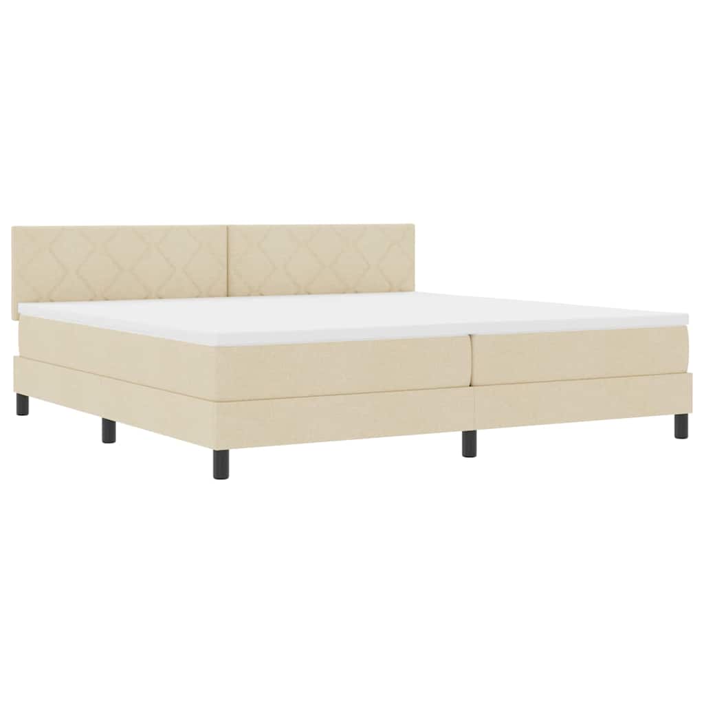Boxspringbed met matras met matras Crème 200 x 200 cm Stof
