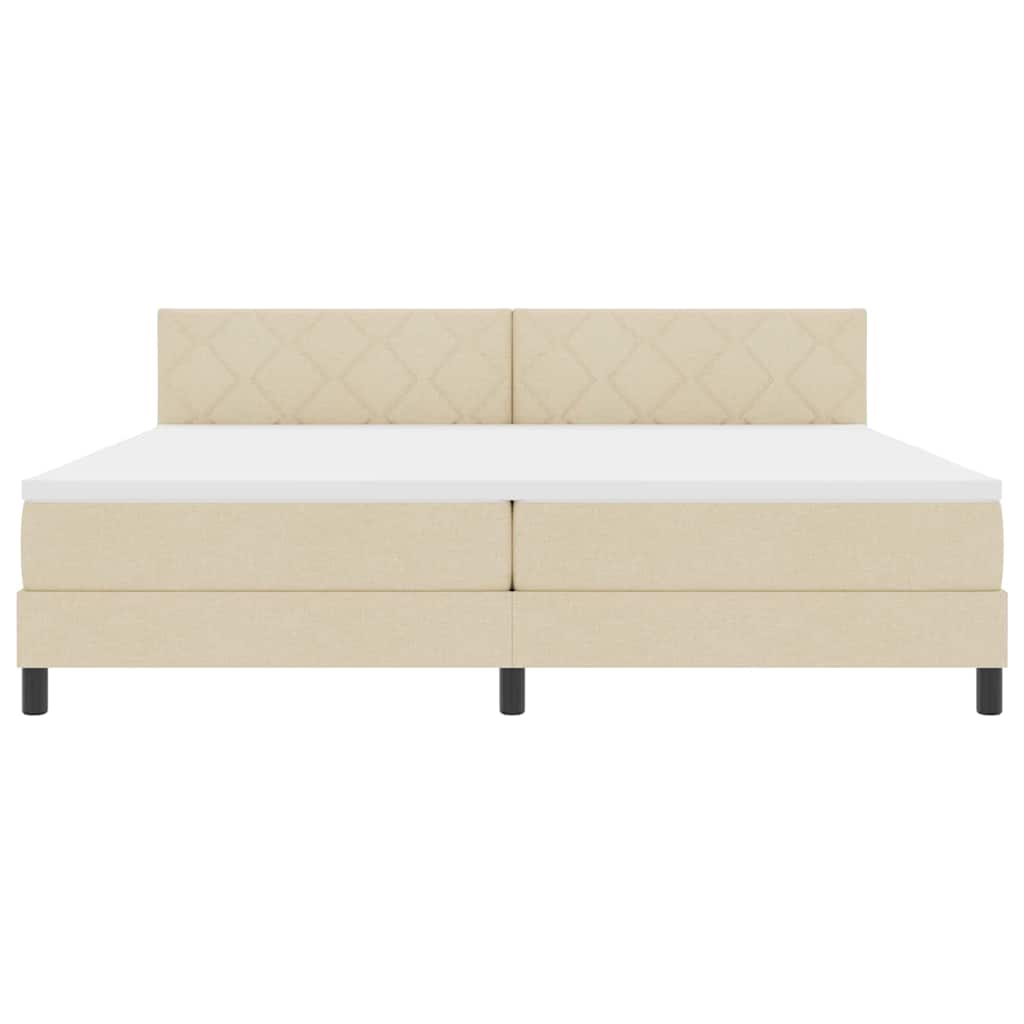 Boxspringbed met matras met matras Crème 200 x 200 cm Stof
