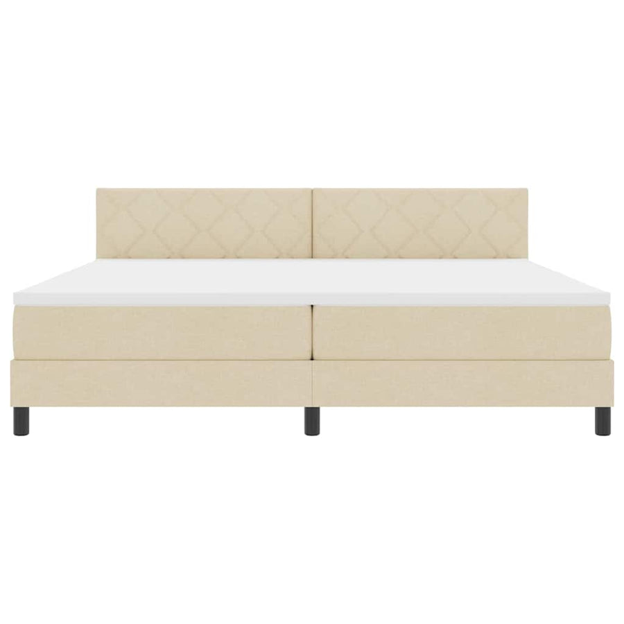Boxspringbed met matras met matras Crème 200 x 200 cm Stof