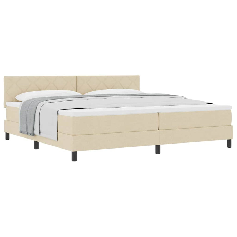 Boxspringbed met matras met matras Crème 200 x 200 cm Stof