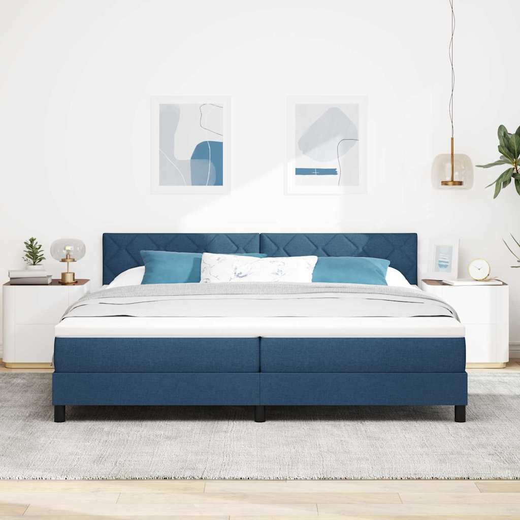 Boxspringbed met matras met hoofdeinde Blauw 200 x 200 cm Stof