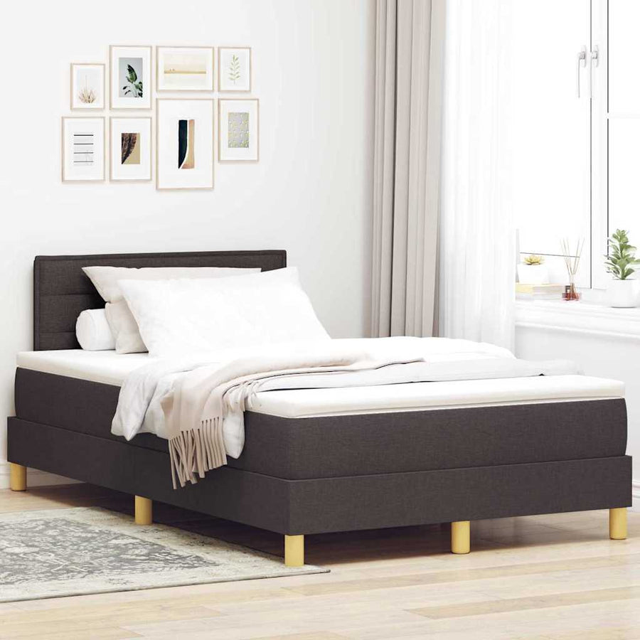 Boxspringbed met kussen Donkerbruin 120 x 190 cm Stof