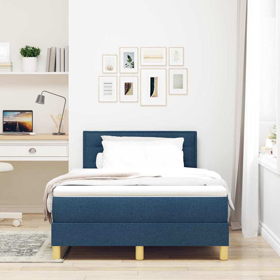 Boxspringbed met matras met hoofdeinde Blauw 120 x 190 cm Stof