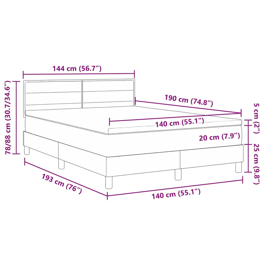 Boxspringbed met matras met matras Zwart 140 x 190 cm Stof
