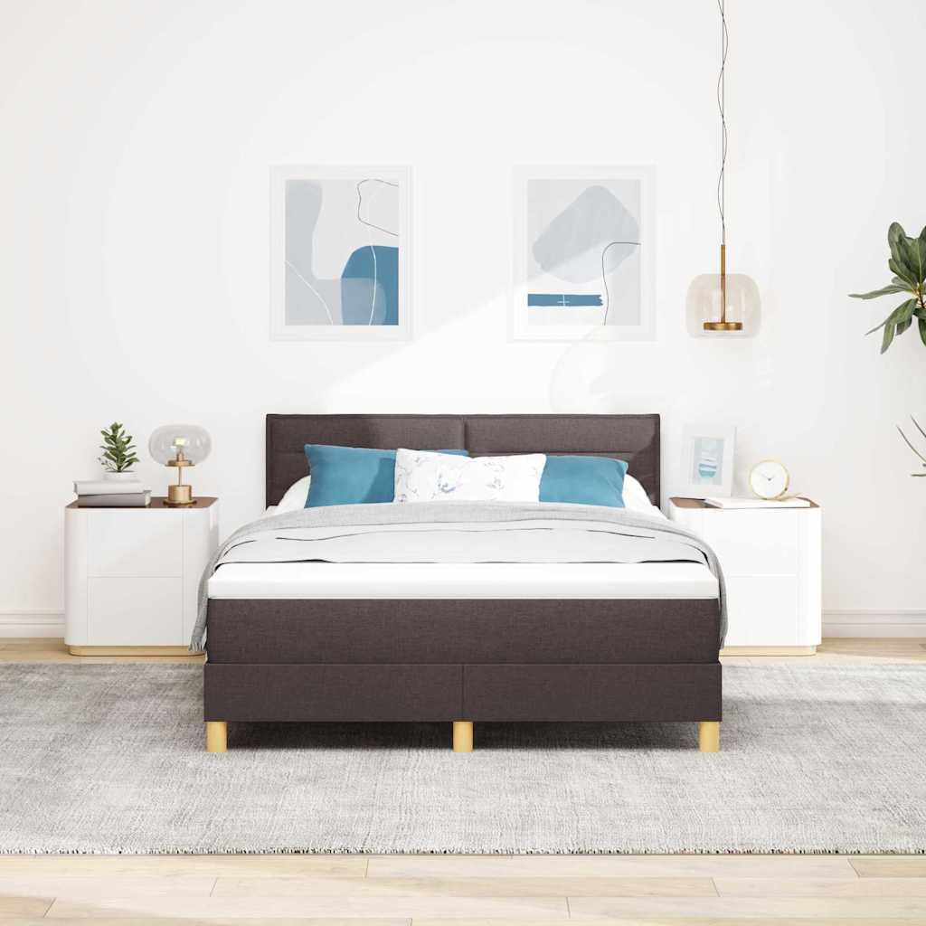 Boxspringbed met kussen Donkerbruin 140 x 200 cm Stof