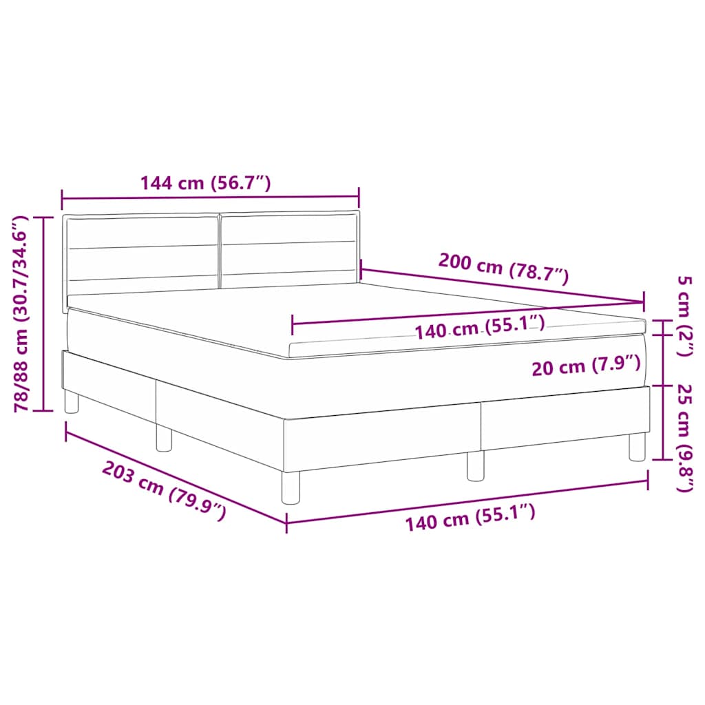 Boxspringbed met kussen Donkerbruin 140 x 200 cm Stof