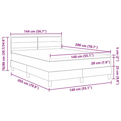 Boxspringbed met kussen Donkerbruin 140 x 200 cm Stof