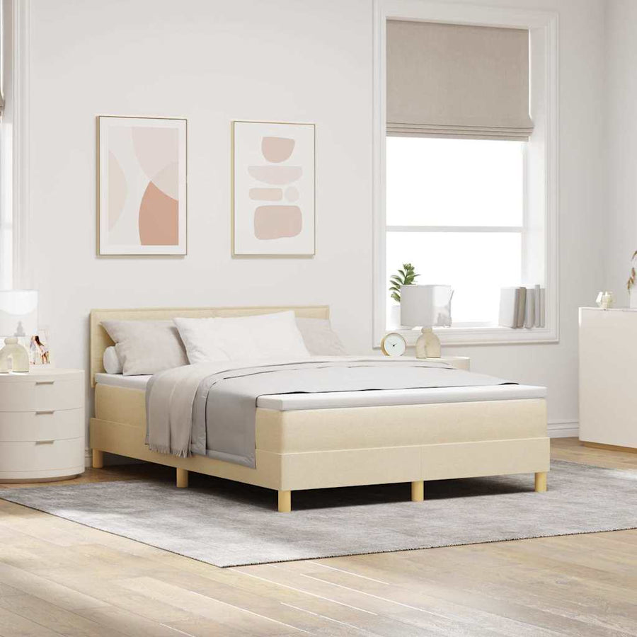Boxspringbed met kussen met hoofdeinde Crème 160 x 200 cm Stof