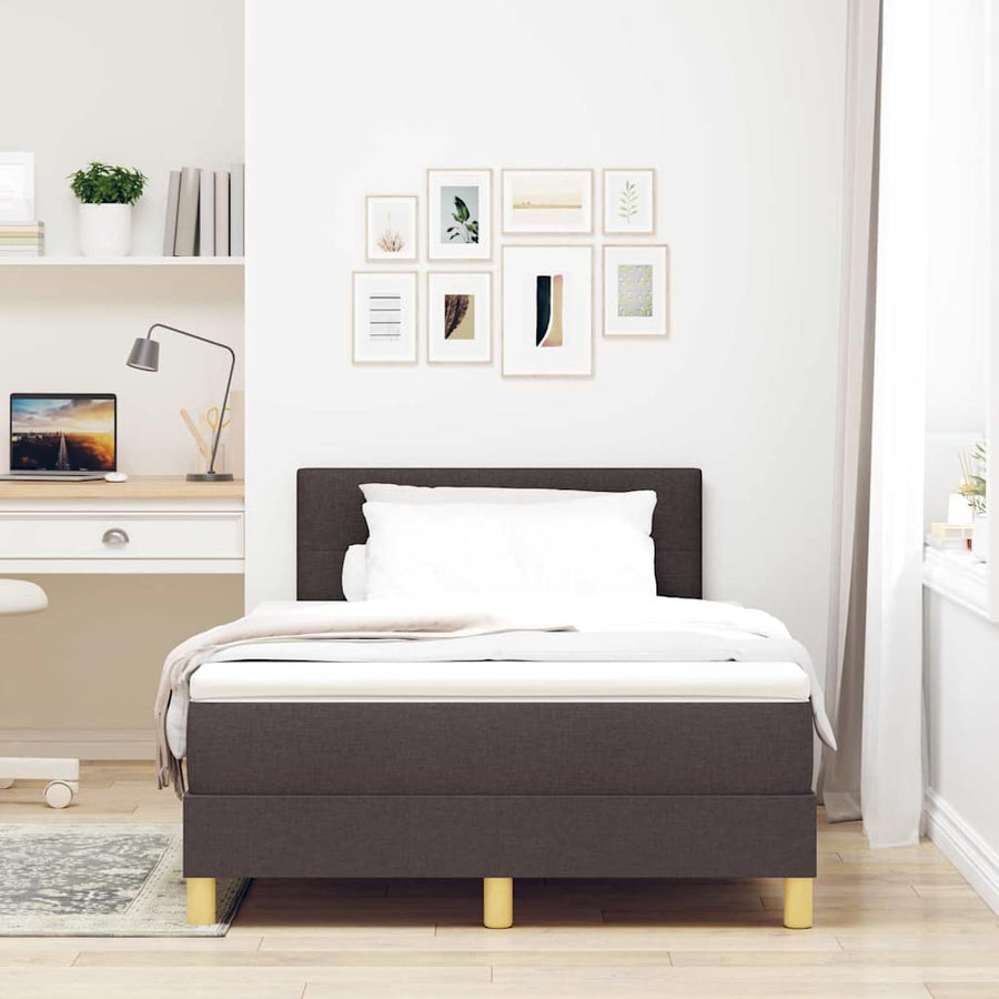 Boxspringbed met matras Donkerbruin 120 x 190 cm Stof