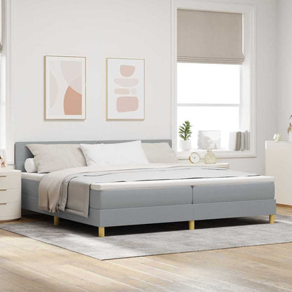 Boxspringbed met kussen Lichtgrijs 200 x 200 cm Stof