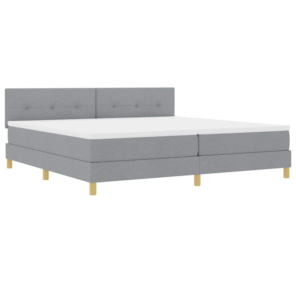 Boxspringbed met kussen Lichtgrijs 200 x 200 cm Stof