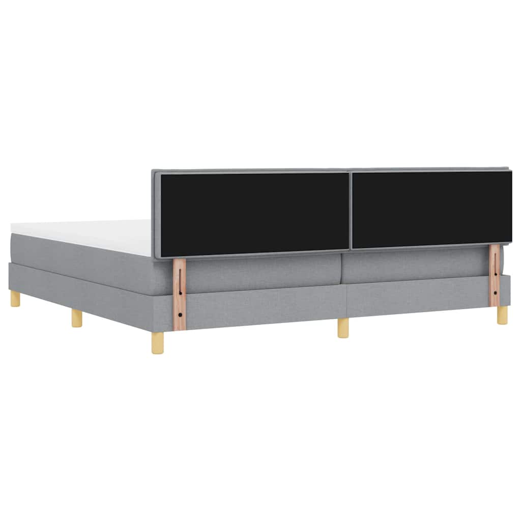 Boxspringbed met kussen Lichtgrijs 200 x 200 cm Stof