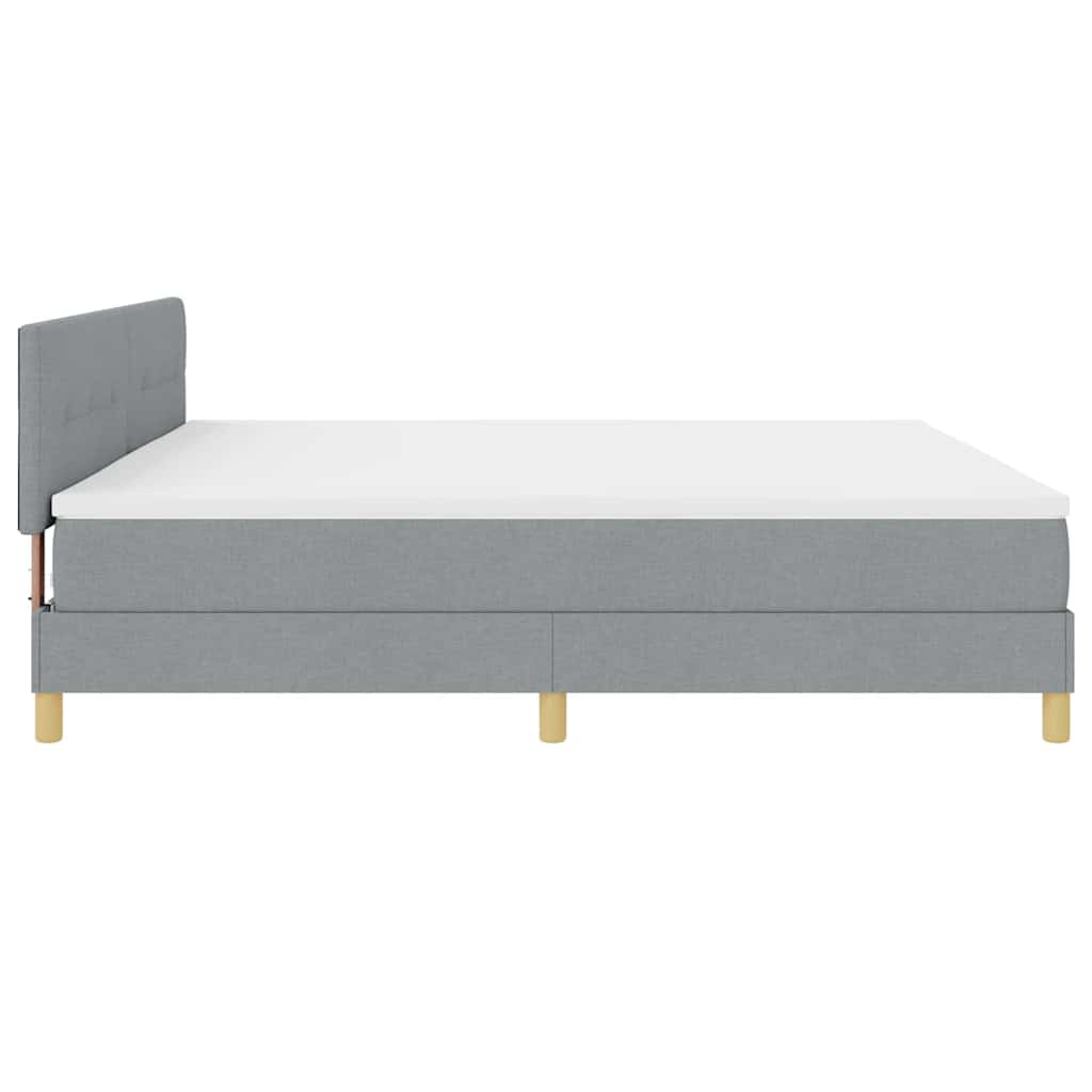 Boxspringbed met kussen Lichtgrijs 200 x 200 cm Stof