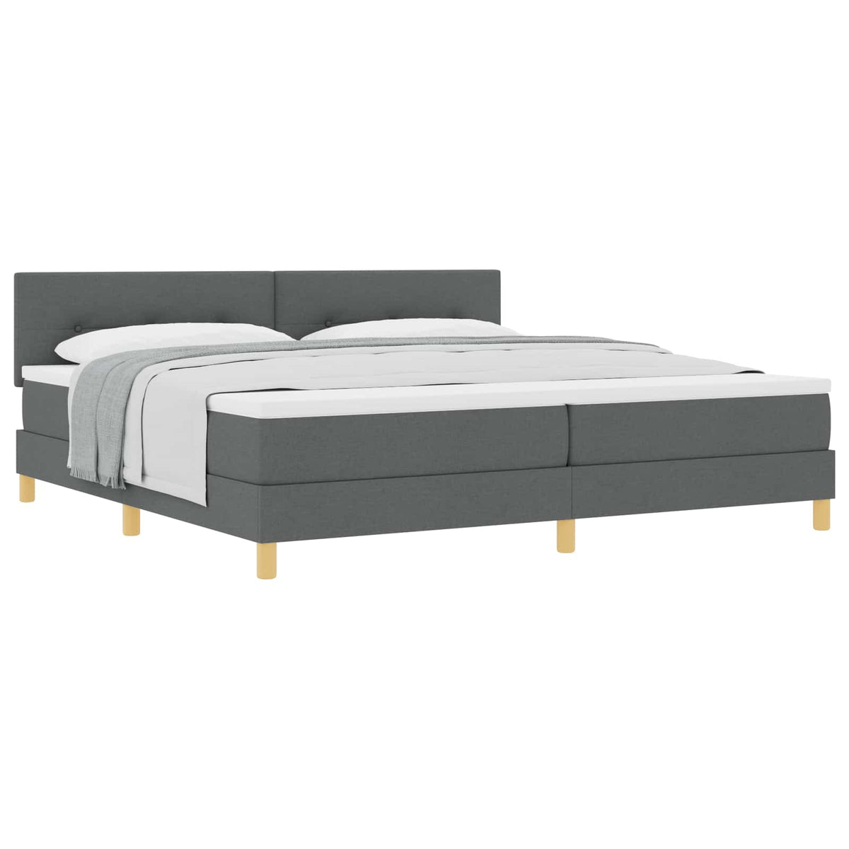 Boxspringbed met kussen Donkergrijs 200 x 200 cm Stof