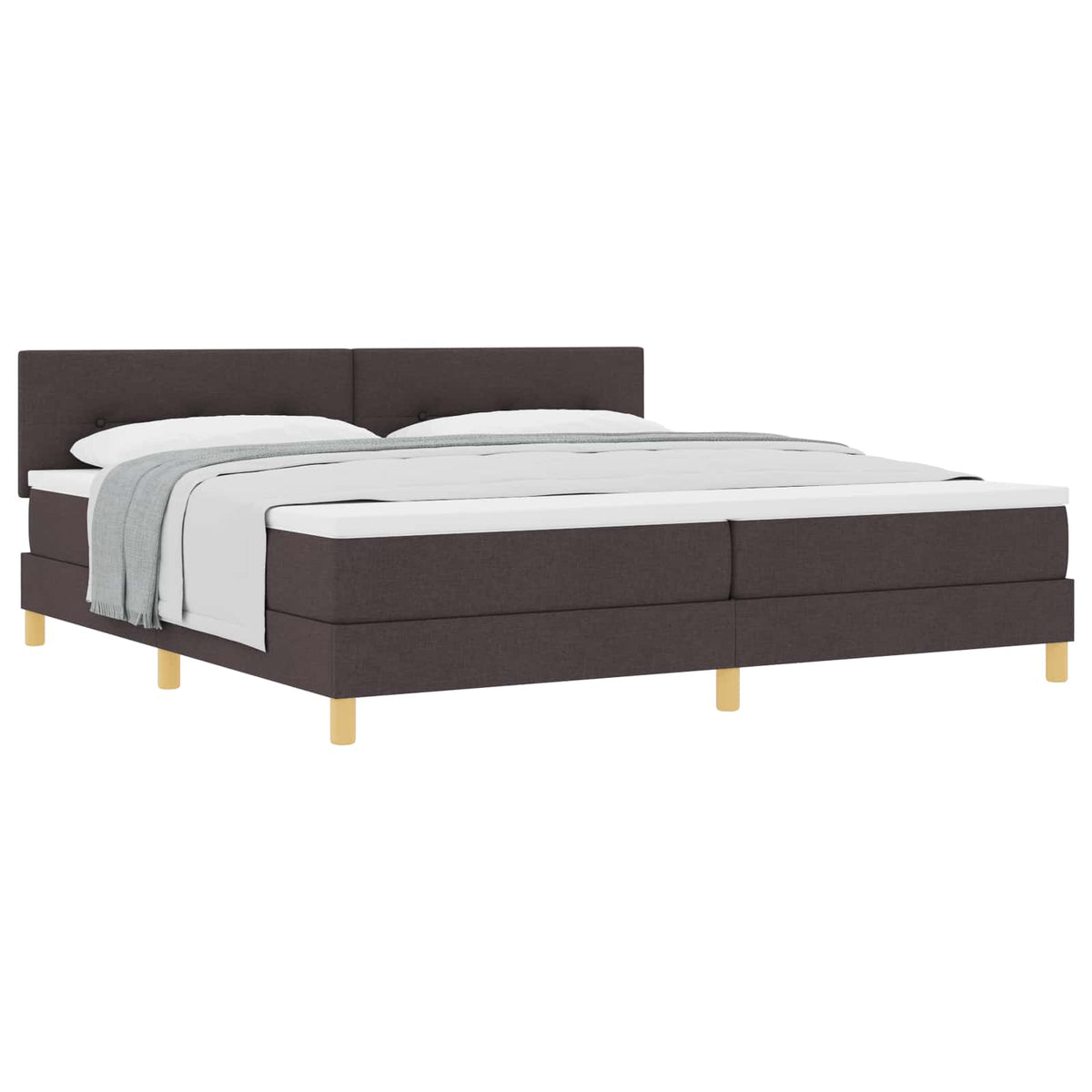 Boxspringbed met kussen Donkerbruin 200 x 200 cm Stof