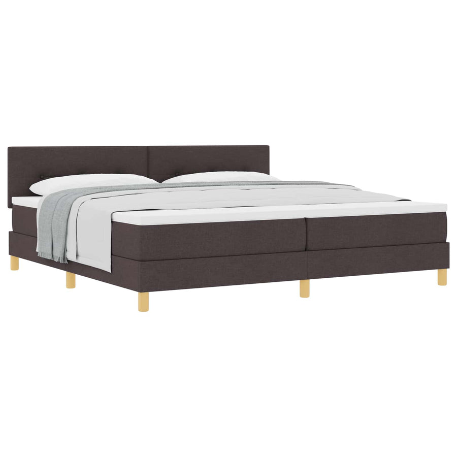 Boxspringbed met kussen Donkerbruin 200 x 200 cm Stof
