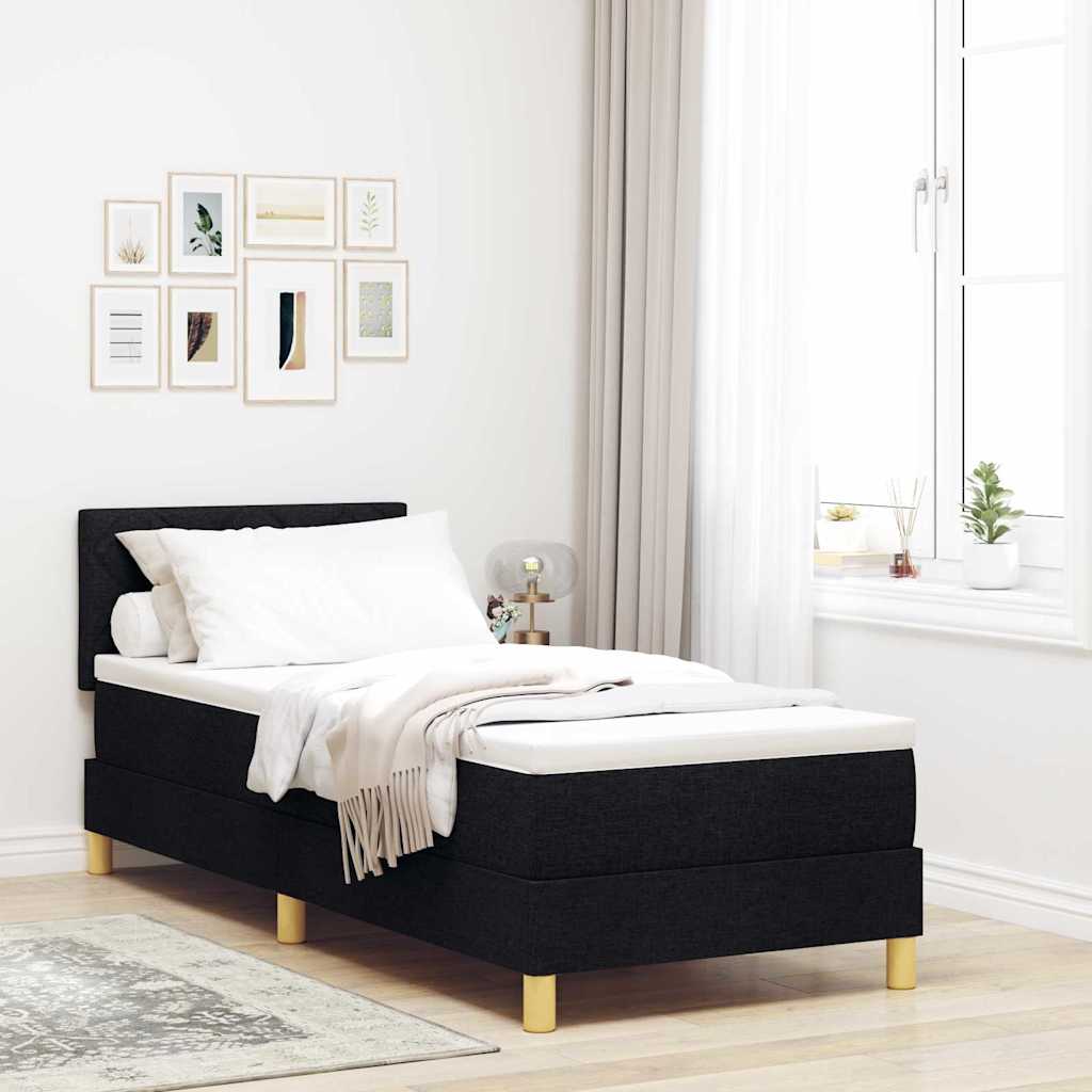 Boxspringbed met matras met hoofdeinde Zwart 80 x 200 cm Stof
