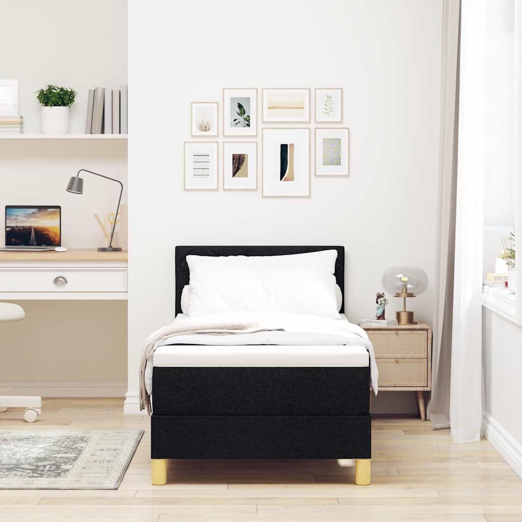 Boxspringbed met matras met hoofdeinde Zwart 80 x 200 cm Stof